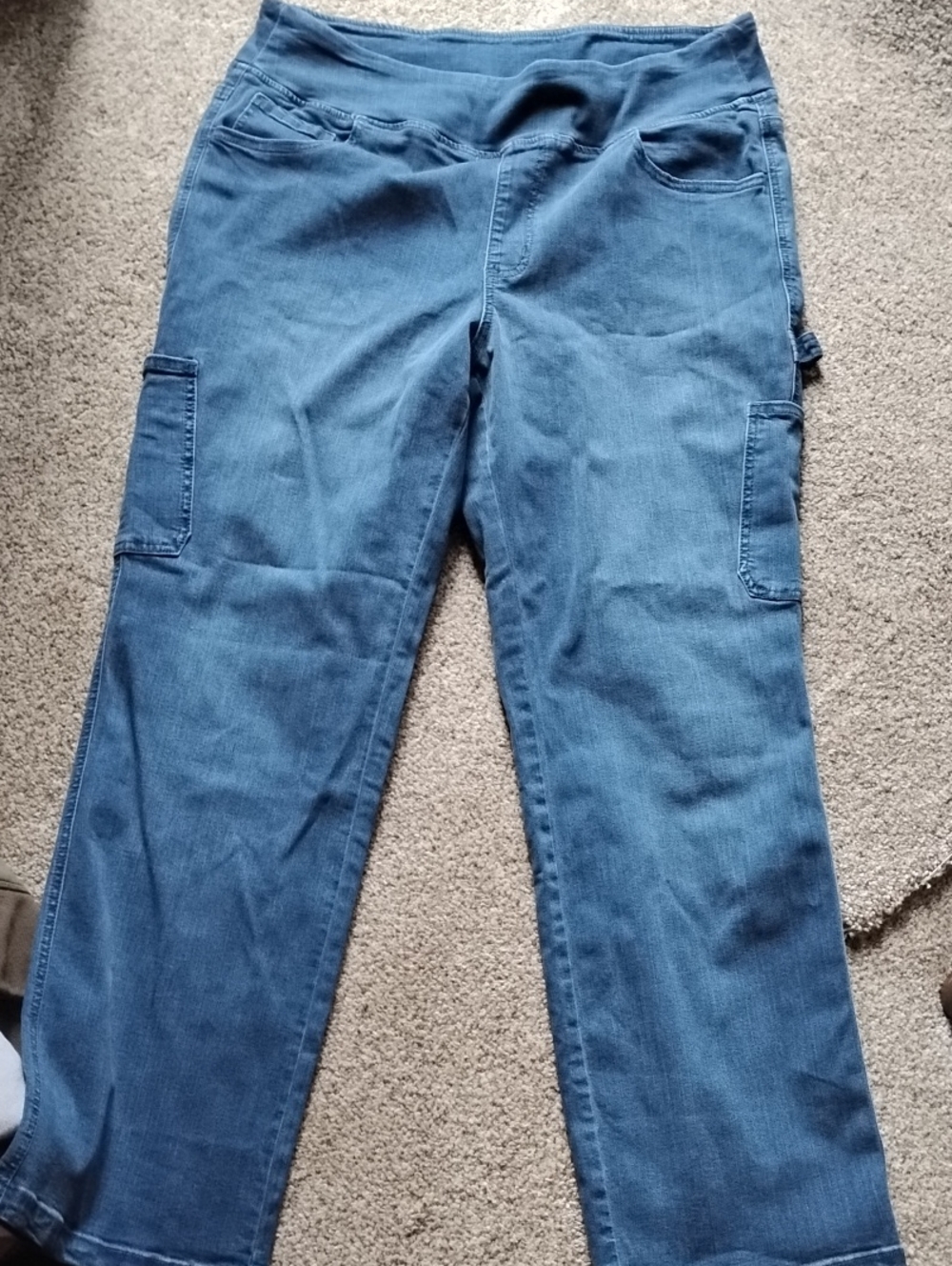 Belle by Kim Gravel Straight-Leg Cargo Jeans in Blue